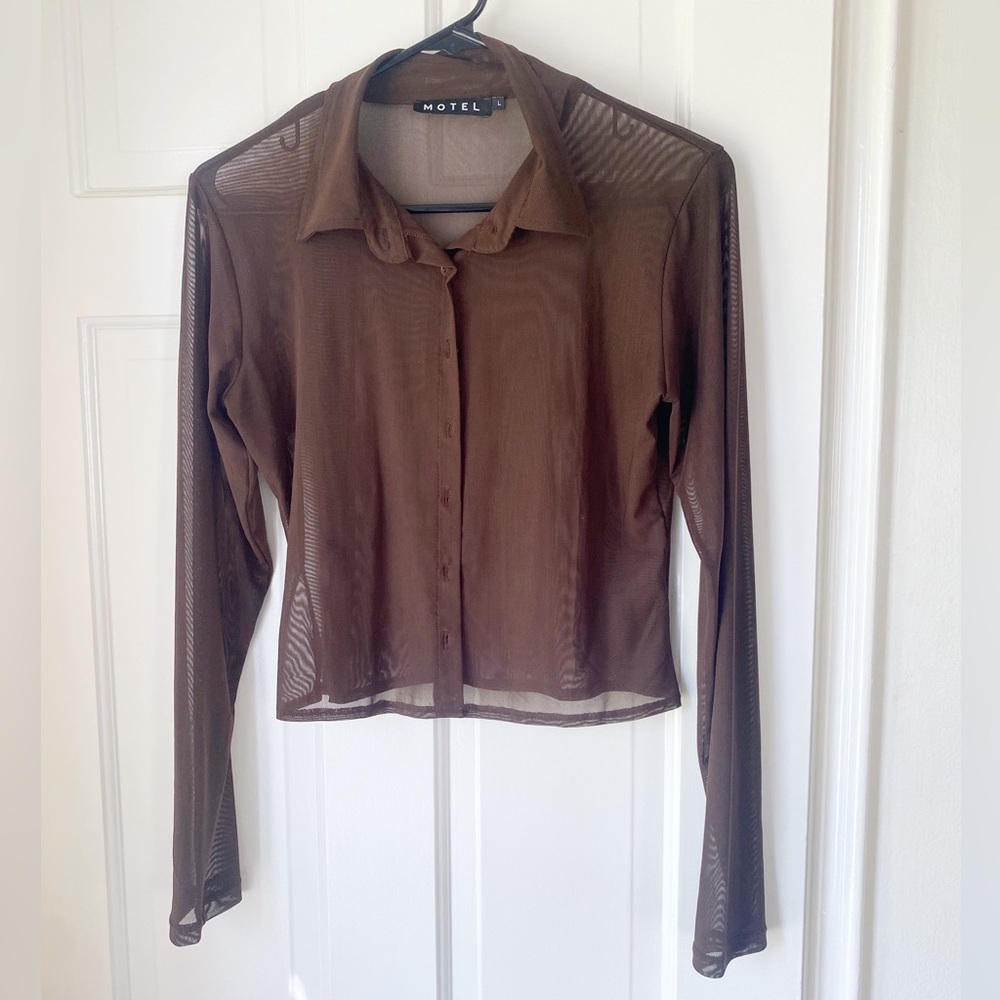 Motel Rocks - Espresso Brown Sheer Button Up